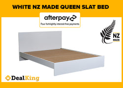 WHITE NZ MADE QUEEN SLAT BED