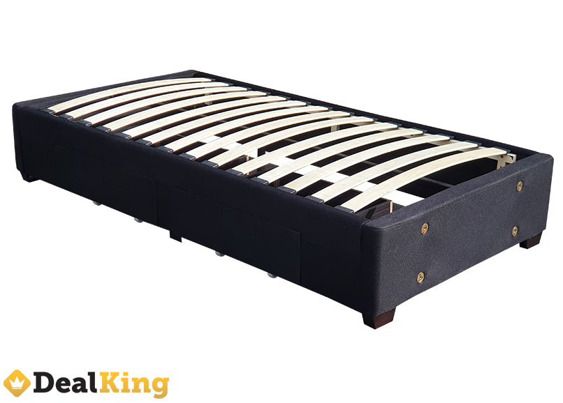 2 DRAWER KING SINGLE SLAT BASE BLACK