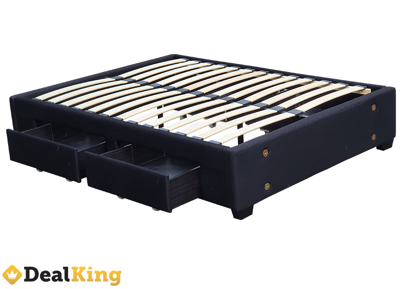 4 DRAWER DOUBLE SLAT BASE BLACK