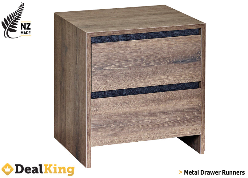 APARTMENT FULLY ASSEMBLED NZ MADE 2 DRAWER BEDSIDE