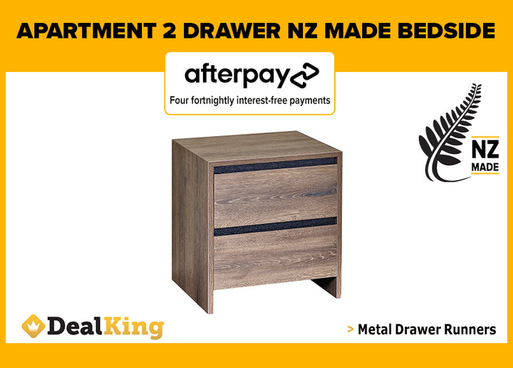 APARTMENT FULLY ASSEMBLED NZ MADE 2 DRAWER BEDSIDE