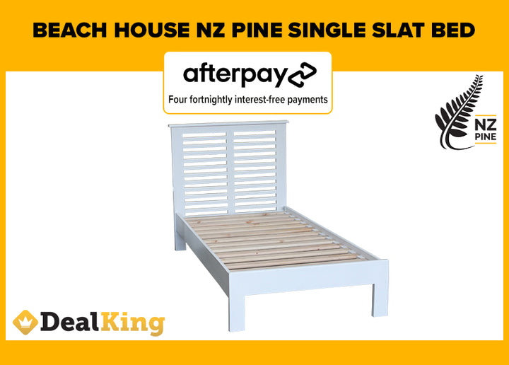 BEACH HOUSE WHITE NZ PINE SINGLE SLAT BED