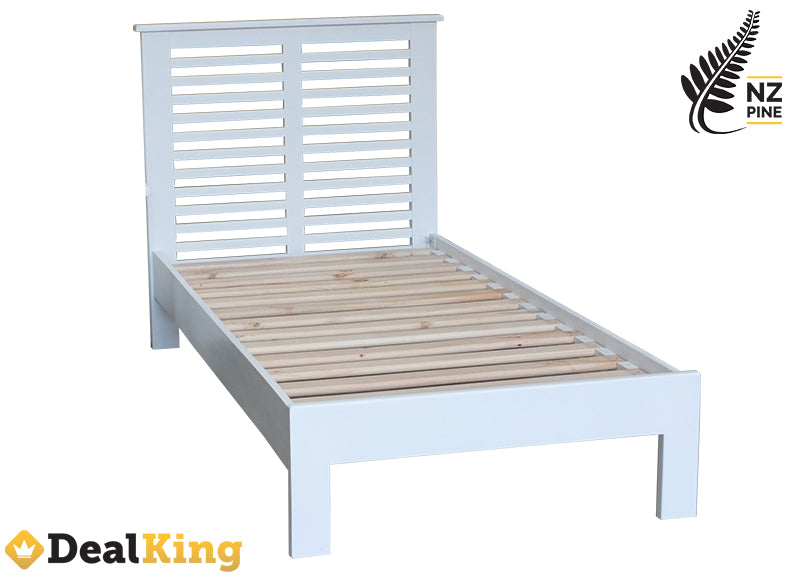 BEACH HOUSE NZ PINE KING SINGLE SLAT BED & MATTRESS