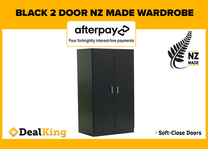 BLACK NZ MADE 2 DOOR WARDROBE