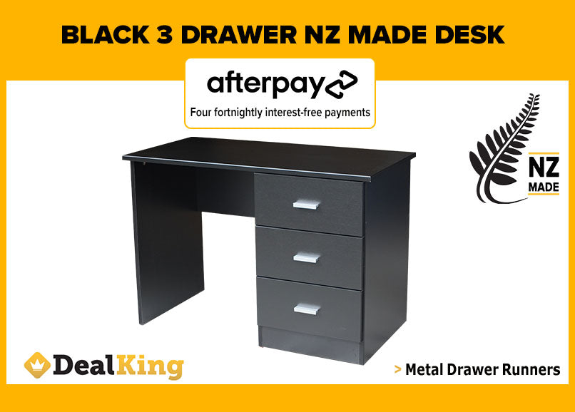BLACK FULLY ASSEMBLED NZ MADE 3 DRAWER DESK