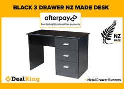 BLACK NZ MADE 3 DRAWER DESK