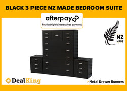 BLACK NZ MADE 3PC BEDROOM SUITE