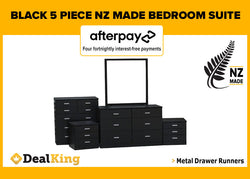 5PC NZ MADE BEDROOM SUITE BLACK
