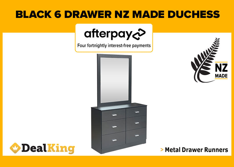 6 DRAWER FULLY ASSEMBLED NZ MADE DUCHESS BLACK