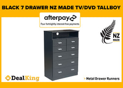 7 DRAWER TV/DVD NZ MADE TALLBOY BLACK