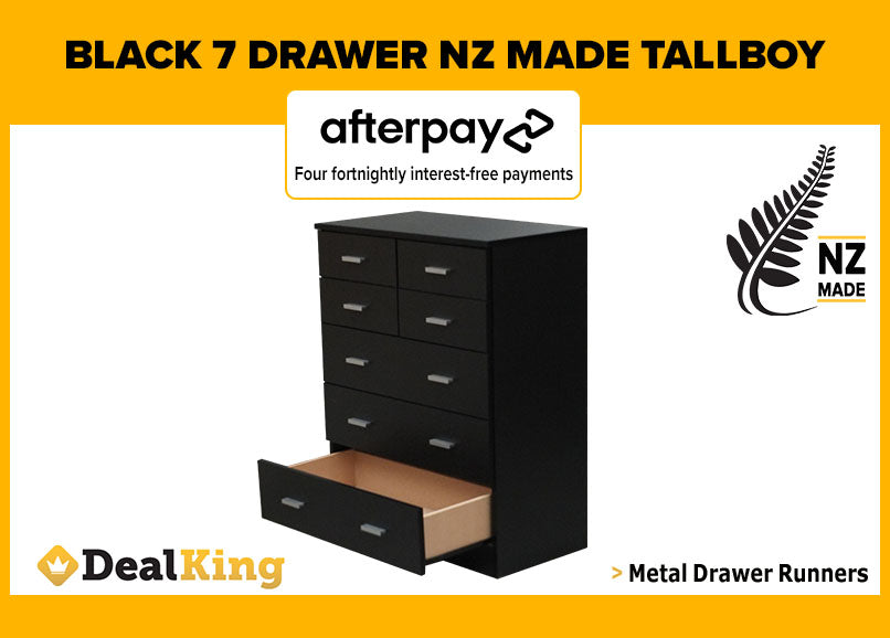 7 DRAWER FULLY ASSEMBLED NZ MADE TALLBOY BLACK