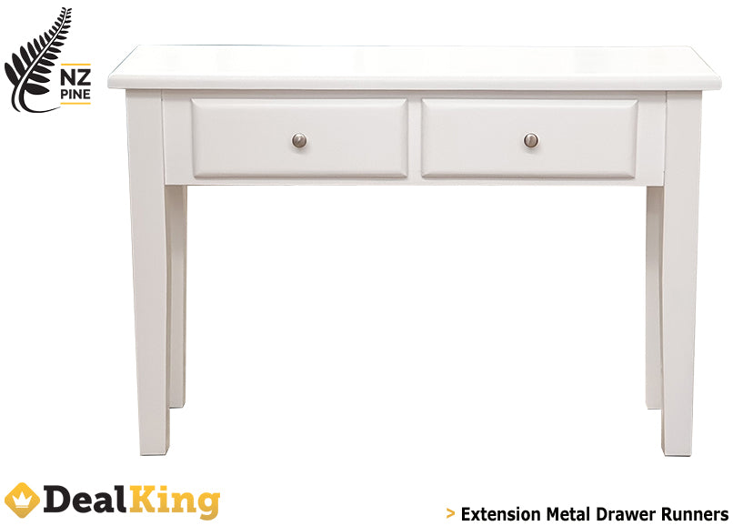 BRAYDEN NZ PINE 2 DRAWER HALL TABLE WHITE
