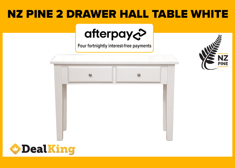BRAYDEN NZ PINE 2 DRAWER HALL TABLE WHITE