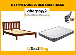 NZ PINE DOUBLE SLAT BED + MATTRESS
