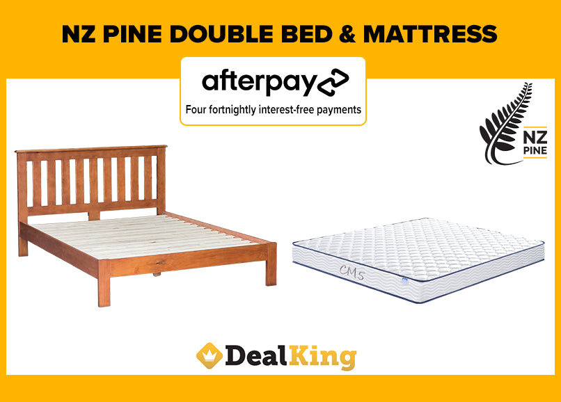 NZ PINE DOUBLE SLAT BED + MATTRESS