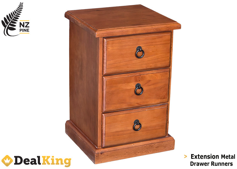 LEGACY NZ PINE 3 DRAWER BEDSIDE