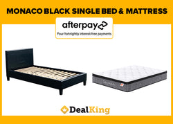 MONACO PU LEATHER SINGLE BED & POCKET SPRING MATTRESS BLACK
