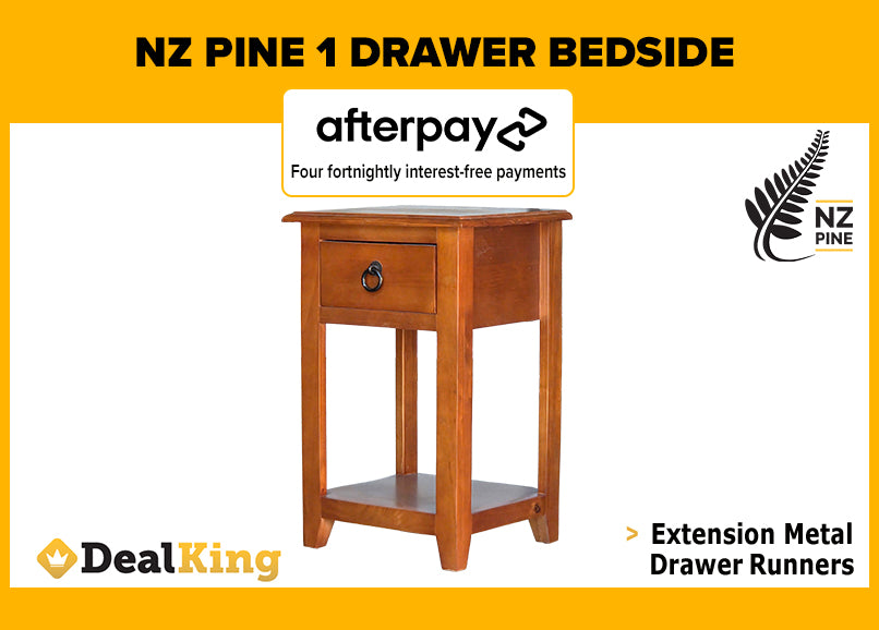 NZ PINE 1 DRAWER BEDSIDE TABLE