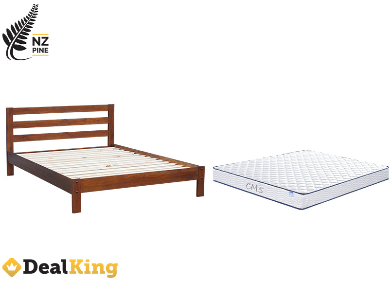 DOUBLE NZ PINE SLAT BED + MATTRESS