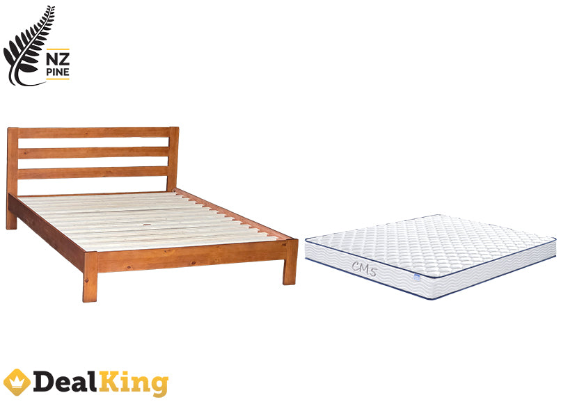 DOUBLE NZ PINE SLAT BED + MATTRESS