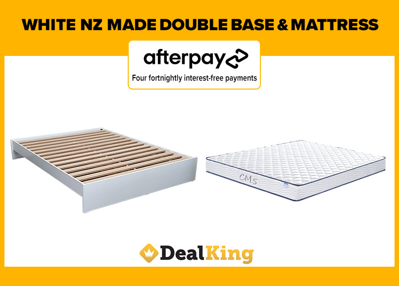 WHITE NZ MADE DOUBLE SLAT BASE + MATTRESS