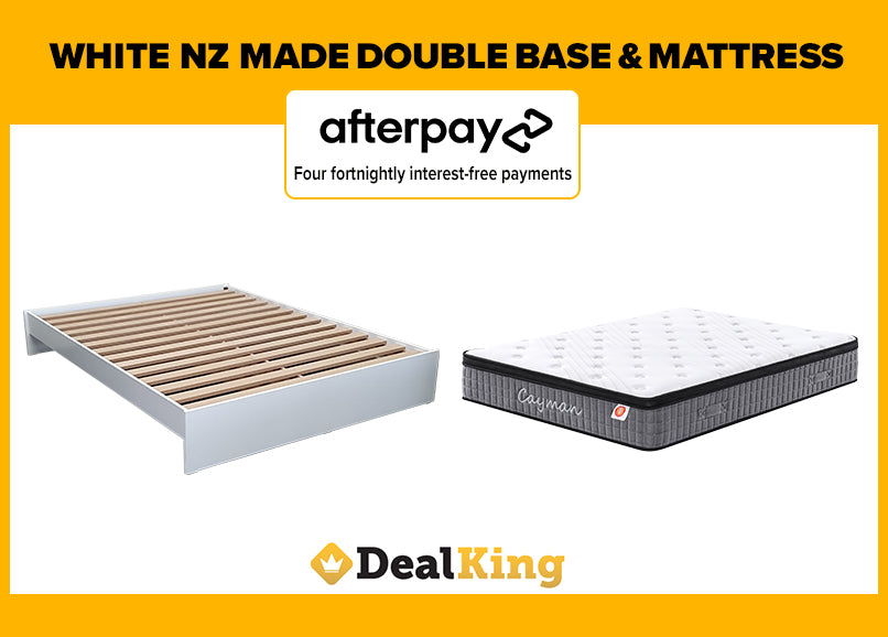 WHITE NZ MADE DOUBLE SLAT BASE + POCKET SPRING MATTRESS