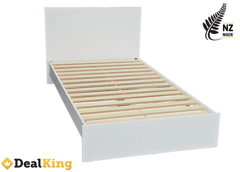 WHITE NZ MADE KING SINGLE SLAT BED