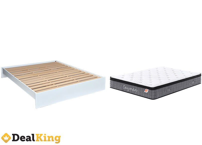 WHITE NZ MADE KING SLAT BASE + POCKET SPRING MATTRESS