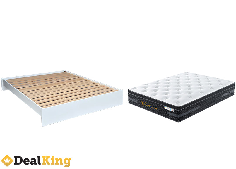 WHITE NZ MADE KING SLAT BASE & PANAMERA EURO TOP MATTRESS