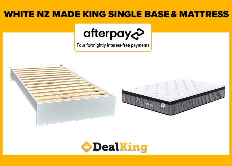 WHITE NZ MADE KING SINGLE SLAT BASE & MATTRESS