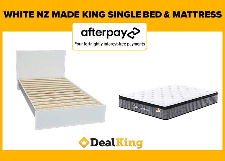 WHITE NZ MADE KING SINGLE BED & MATTRESS