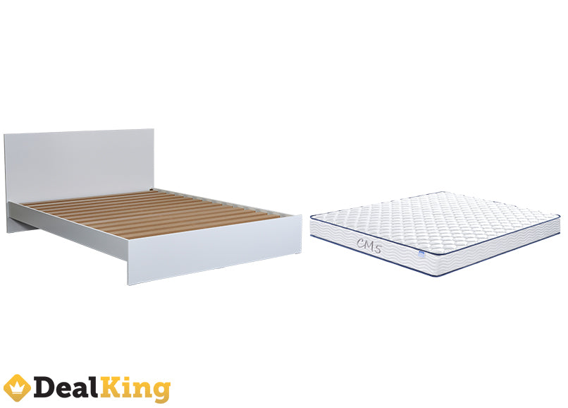WHITE NZ MADE DOUBLE SLAT BED + MATTRESS