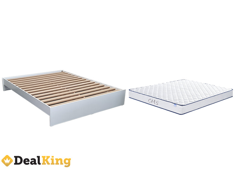 WHITE NZ MADE DOUBLE SLAT BASE + MATTRESS