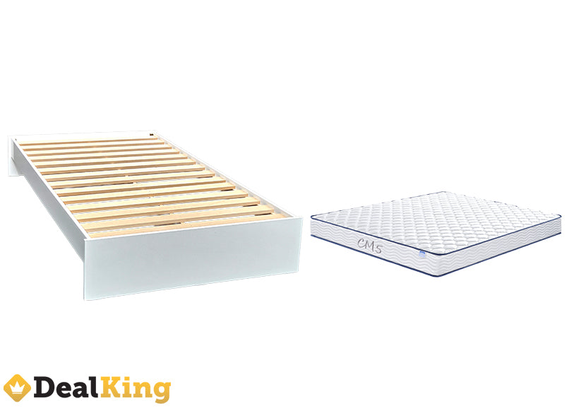 WHITE NZ MADE SINGLE SLAT BASE & MATTRESS
