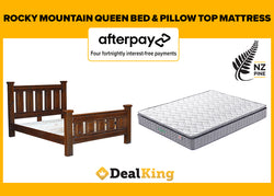 ROCKY MOUNTAIN QUEEN SLAT BED + PILLOW TOP MATTRESS