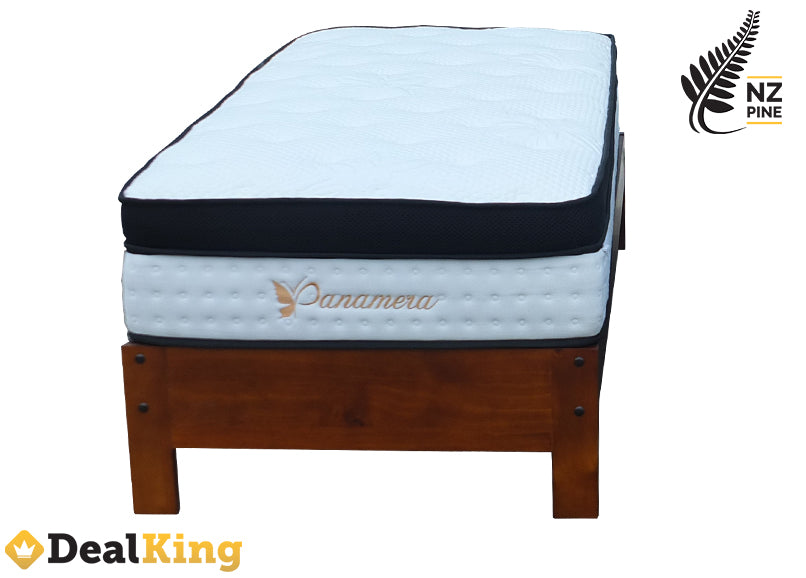 NZ PINE LONG SINGLE BASE + POCKET SPRING EURO TOP MATTRESS