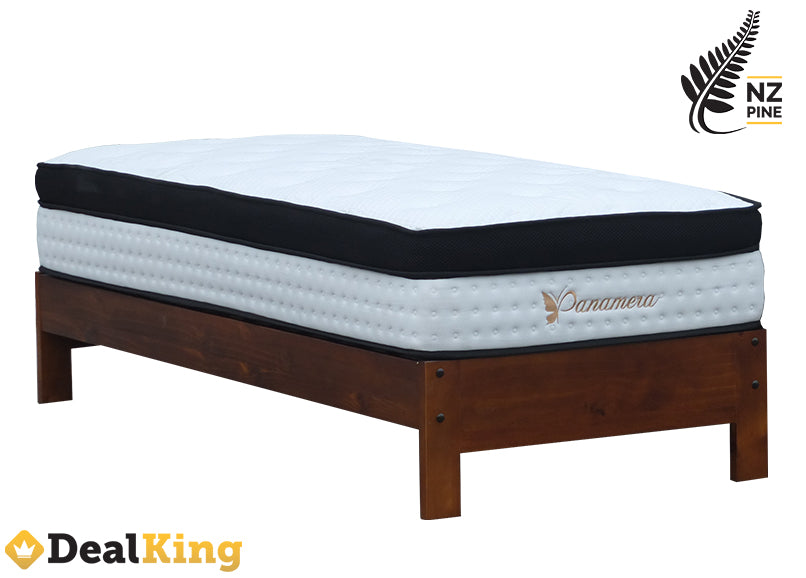 NZ PINE LONG SINGLE BASE + POCKET SPRING EURO TOP MATTRESS