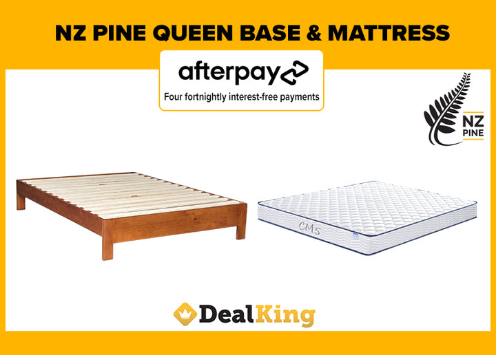 SOLID NZ PINE QUEEN BASE + MATTRESS