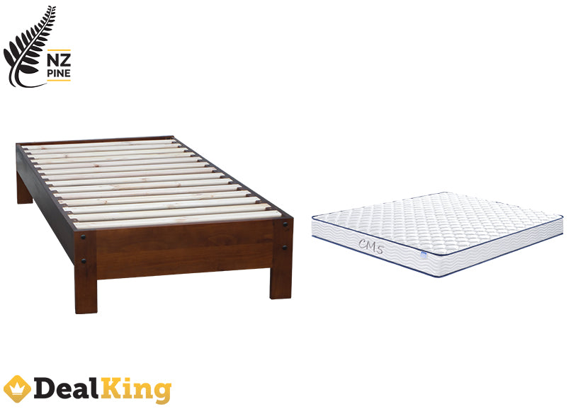NZ PINE SINGLE SLAT BASE + MATTRESS