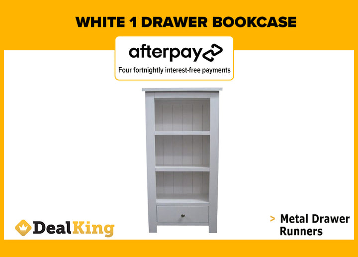 WHITE 1 DRAWER BOOKCASE