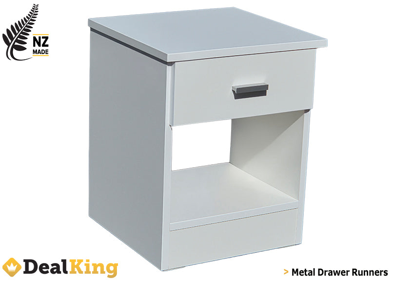 1 DRAWER FULLY ASSEMBLED NZ MADE BEDSIDE WHITE