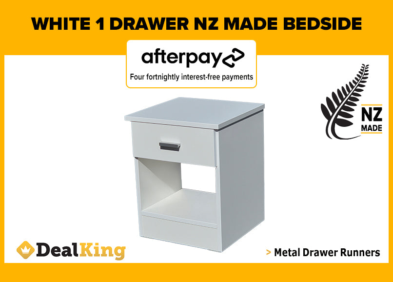 1 DRAWER FULLY ASSEMBLED NZ MADE BEDSIDE WHITE
