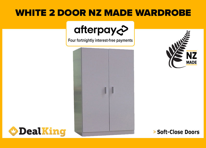 WHITE FULLY ASSEMBLED NZ MADE 2 DOOR WARDROBE