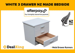3 DRAWER NZ MADE BEDSIDE WHITE