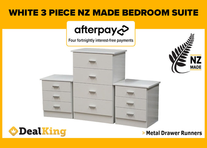 NZ MADE 3PC BEDROOM SET WHITE