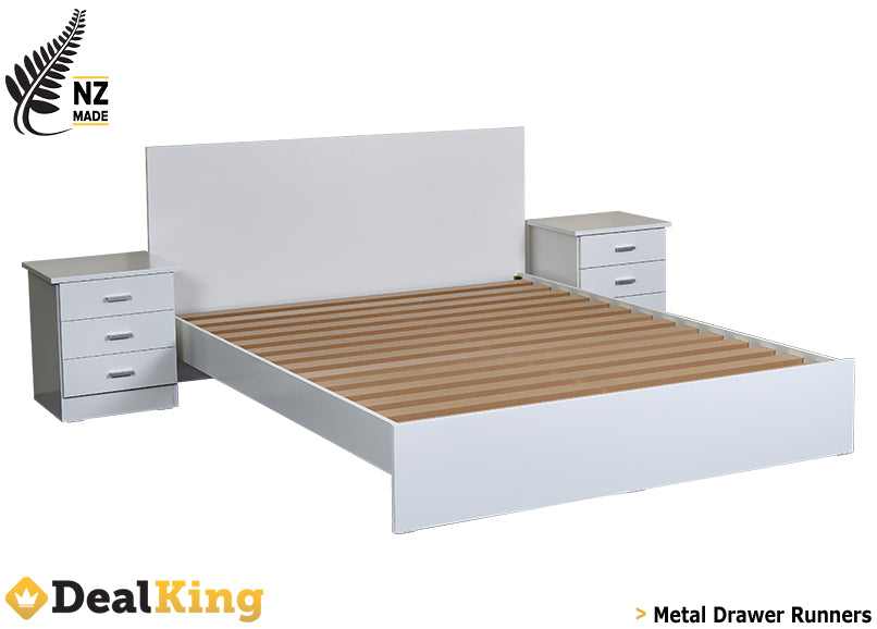 WHITE 3PC NZ MADE SUITE (QUEEN BED)