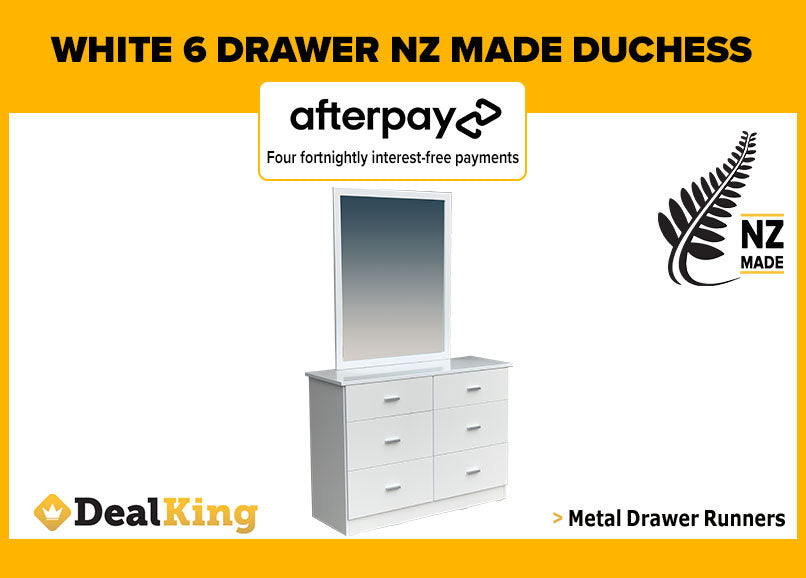6 DRAWER FULLY ASSEMBLED NZ MADE DUCHESS WHITE