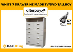 7 DRAWER TV/DVD NZ MADE TALLBOY WHITE