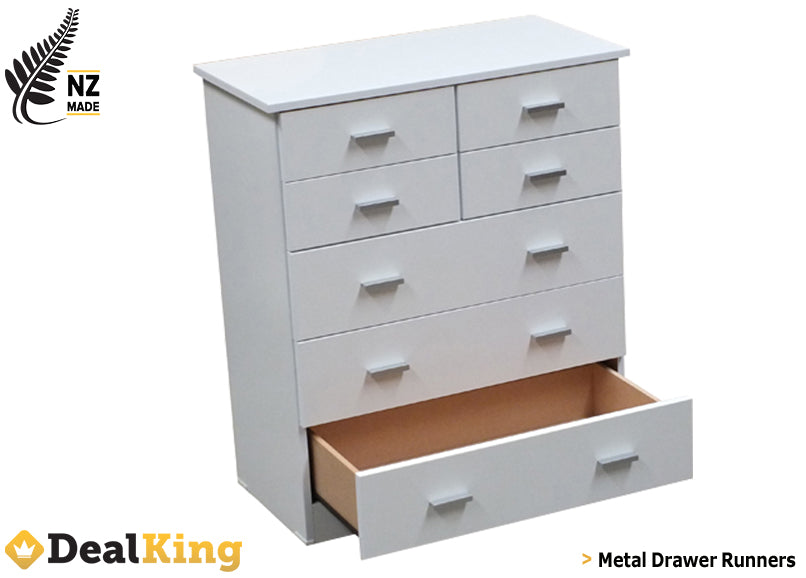 7 DRAWER FULLY ASSEMBLED NZ MADE TALLBOY WHITE