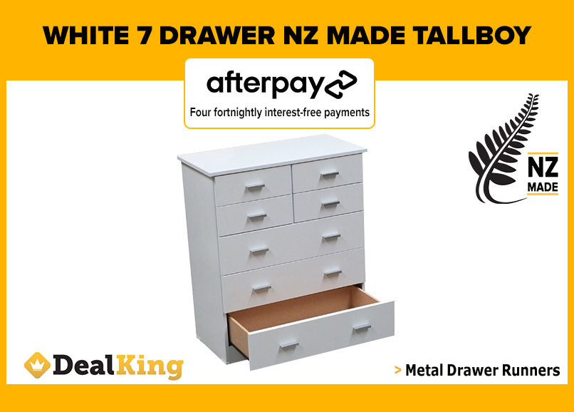7 DRAWER FULLY ASSEMBLED NZ MADE TALLBOY WHITE